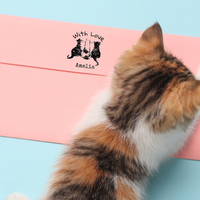 Personalised With Love Cat self-inking stamp (Creator Uploaded)