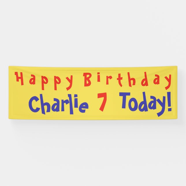Personalised with Name and Age. Child's Party Banner (Horizontal)