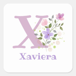 Personalised with Name Xaviera and First Initial. Square Sticker