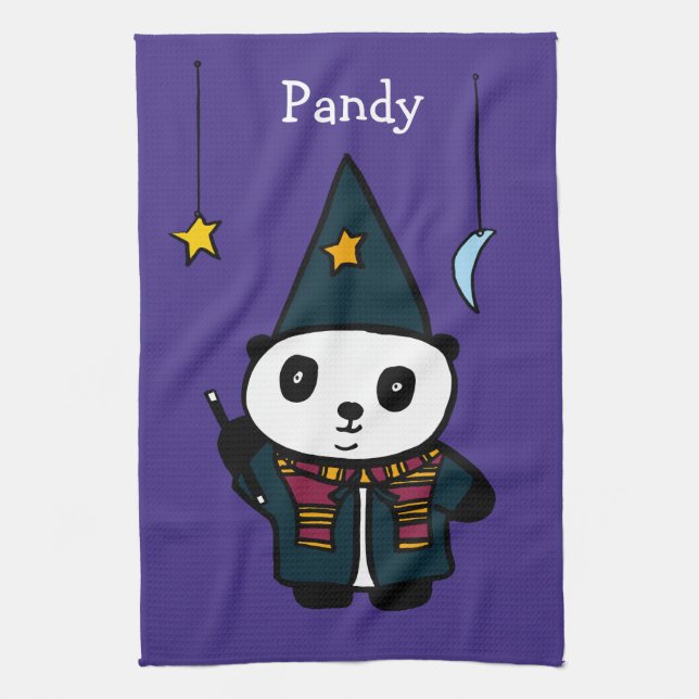 Personalised Wizard Pandy the Panda Kitchen Towel (Vertical)
