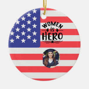  personalised women is hero ceramic ornament