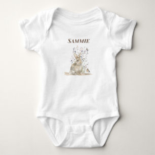 Personalised Woodland Rabbit Baby Bodysuit