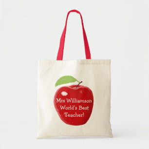 Personalised World's Best Teacher's Apple Painting Tote Bag