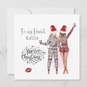 Personalised Xmas pyjamas Sister Christmas card