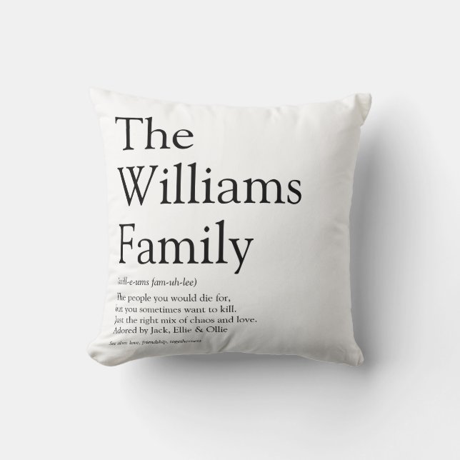 Personalised Your Family Definition Throw Pillow (Front)