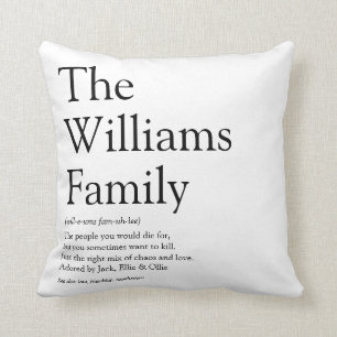 Personalised Your Family Definition Throw Pillow