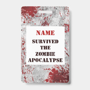 Personalised Zombie Apocalypse Blood Lanyard Badge