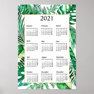 Personalisierbar Kalender 2021 Tropisch Poster