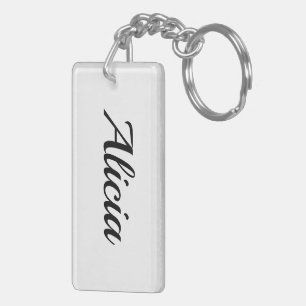 personalisierbar Vorname Alicia schwarz weiß Keychain