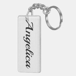 personalisierbar Vorname Angelica schwarz weiß Keychain