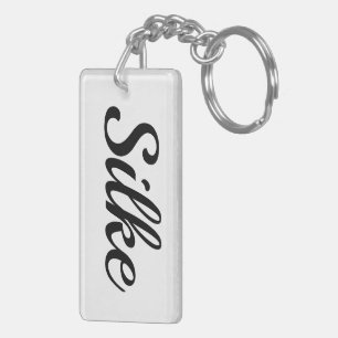 personalisierbar Vorname Silke schwarz weiß Keychain