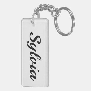 personalisierbar Vorname Sylvia schwarz weiß Keychain