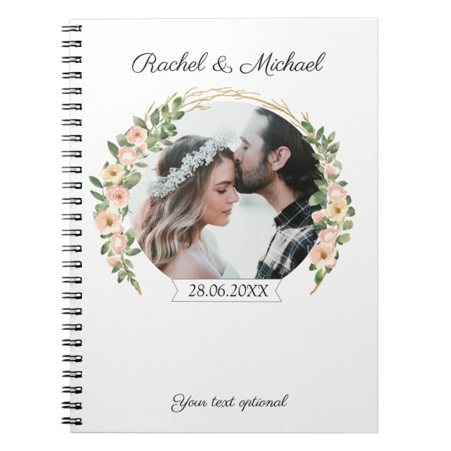 Personalisierbarer Foto Hochzeits notizblock Notebook (Front)