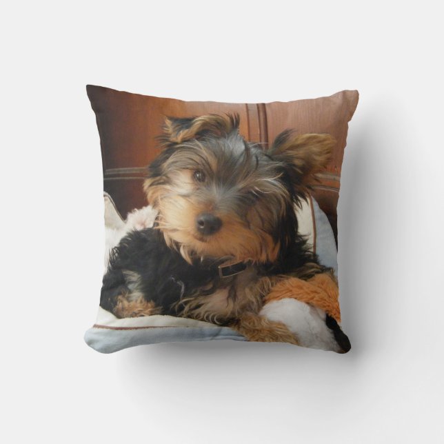 Personality Plus Yorkie Throw Pillow (Front)