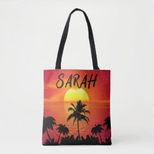 Personaliuzed TROPICAL SUNSET Shoulder Tote Bag