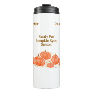 PERSONALIZ Pumpkin Spice Season Watercolor Pumpkin Thermal Tumbler