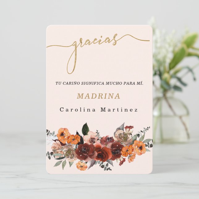 Personaliza Agradecimiento Para la Madrina Invitation (Standing Front)