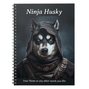 Personalizabl Ninja Dog Husky Notebook Black