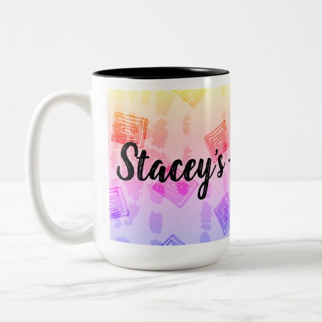 Personalizable Abstract Design in Vibrant Colours Two-Tone Coffee Mug (Left)
