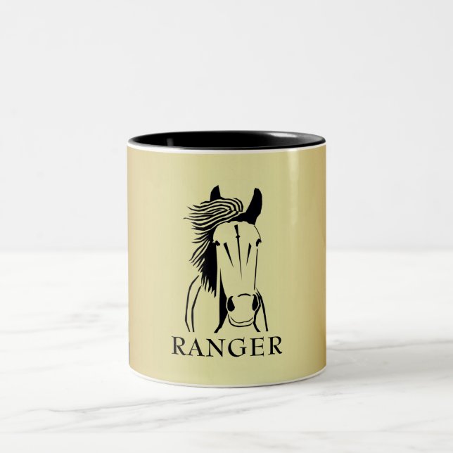 Personalizable Artistic Gold/Black Horse Mug (Center)