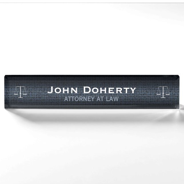 Personalizable ATTORNEY AT LAW Desk Name Plate (Front)