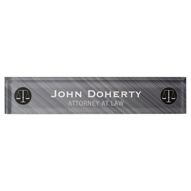 Personalizable ATTORNEY AT LAW Desk Name Plate (Front)
