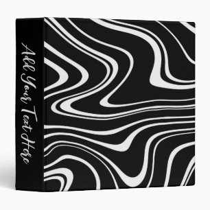 Personalizable Black and White Abstract Pattern  Binder
