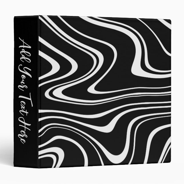 Personalizable Black and White Abstract Pattern  Binder (Front/Spine)