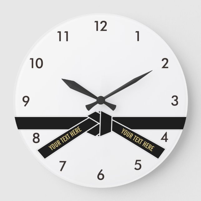 Personalizable Black Belt (Kuro-obi) Large Clock (Front)