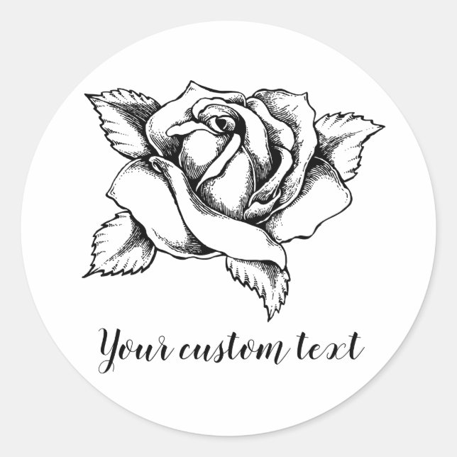 Personalizable black rose classic round sticker (Front)