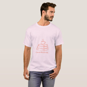 Personalizable Books and Coffee Line Art Aesthetic T-Shirt