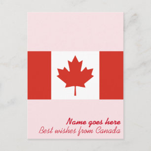 Personalizable Canadian Flag Holiday/Vacation Postcard