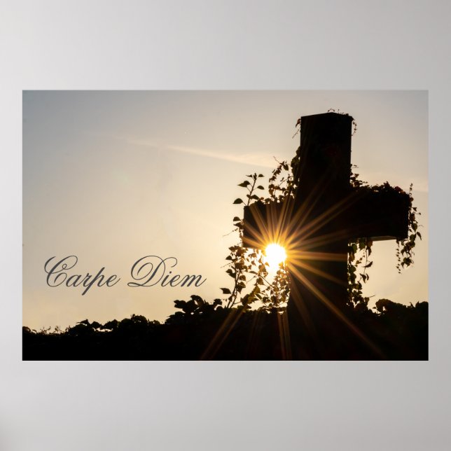 Personalizable Carpe Diem with sunset sunbeams Poster (Front)