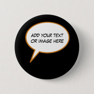 personalizable cartoon speech balloon 2 inch round button