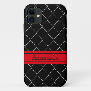 Personalizable Chain Link Fence Pattern iPhone 11 Case