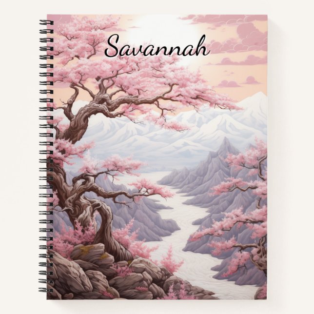 Personalizable Cherry Blossom Waterfall  Notebook (Front)