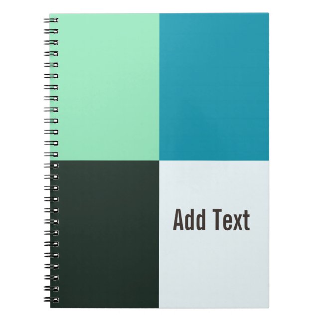 Personalizable Coal Ivory Teal Blue Turquoise Notebook (Front)