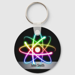 Personalizable Colourful Glowing Atom Keychain