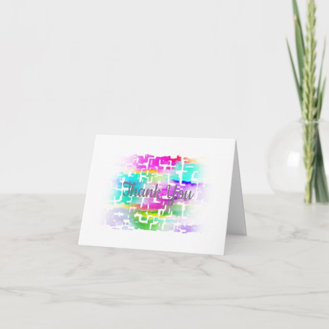 Personalizable Colourful Multicolored Pattern  Thank You Card (Front)