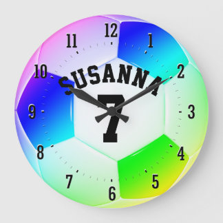 Personalizable Colourful Soccer | Football Gift Large Clock