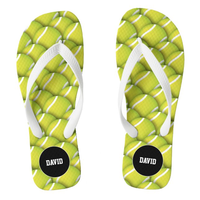 Personalizable Cool Tennis Pattern Sport Gift Flip Flops (Footbed)