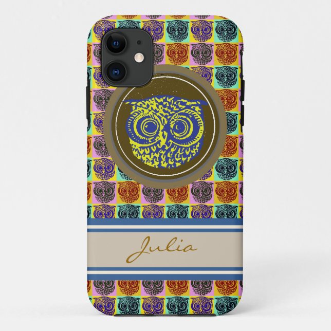 personalizable cute owl bird Case-Mate iPhone case (Back)