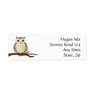 Personalizable Cute Owl   Return Address Label