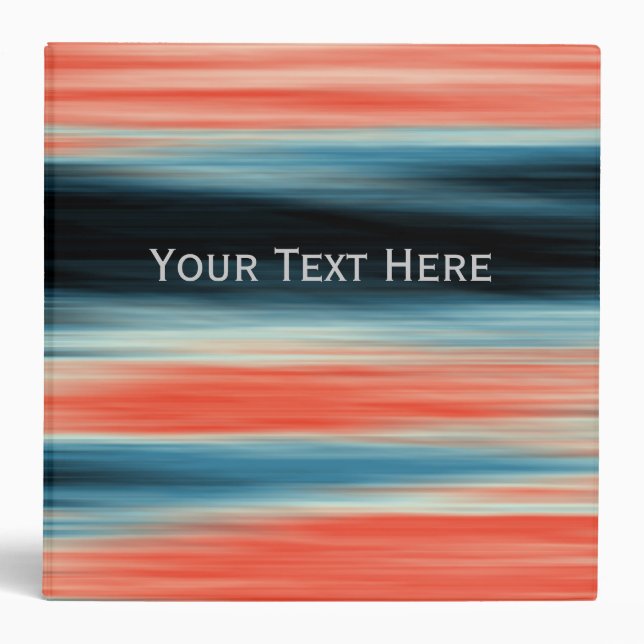 Personalizable Cute Trendy Orange Red Blue Stripes Binder (Front)