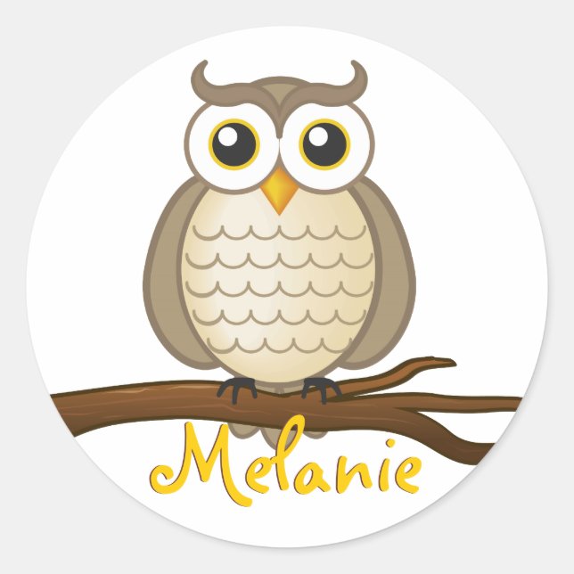 Personalizable Cute Wise Owl | Sticker (Front)