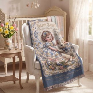 Personalizable Easter Bunny Baby Blanket