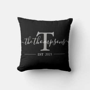 Personalizable Family Name Elegant Calligraphy Throw Pillow