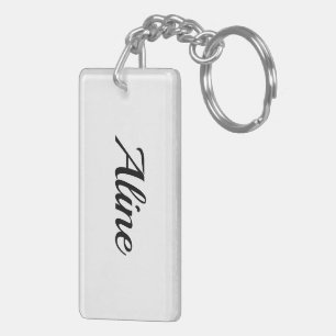 personalizable First Name Aline black and white Keychain