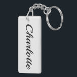 personalizable first name Charlotte black and whit Keychain<br><div class="desc">personalizable key trailer First name Charlotte black white</div>
