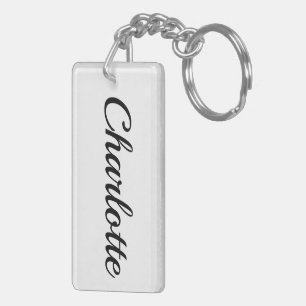 personalizable first name Charlotte black and whit Keychain